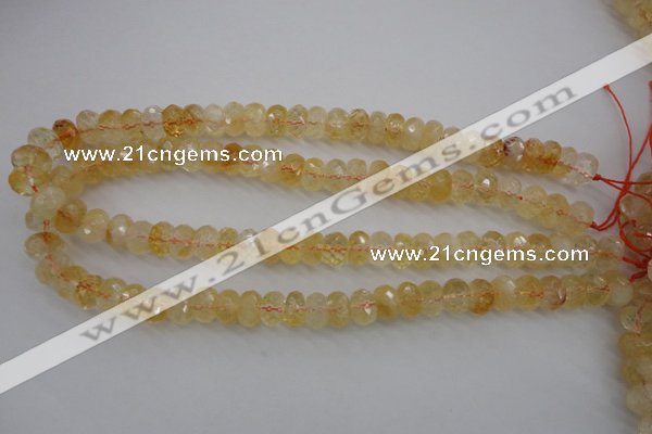 CCR163 15.5 inches 7*12mm faceted rondelle natural citrine beads