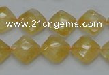 CCR17 15.5 inches 12*12mm faceted diamond natural citrine gemstone beads