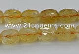 CCR179 15.5 inches 10*12mm faceted drum citrine gemstone beads