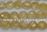 CCR18 15.5 inches 10mm faceted flat round natural citrine gemstone beads