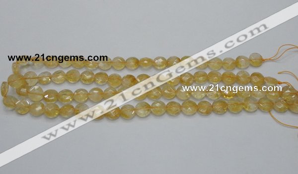 CCR18 15.5 inches 10mm faceted flat round natural citrine gemstone beads