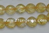CCR19 15.5 inches 12mm faceted flat round natural citrine gemstone beads