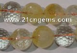 CCR206 15.5 inches 15mm faceted round natural citrine gemstone beads