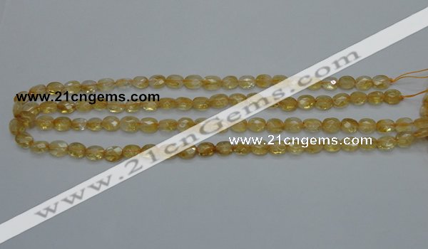 CCR21 15.5 inches 6*7mm faceted oval natural citrine gemstone beads