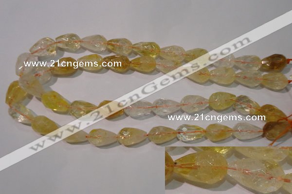 CCR212 15.5 inches 13*18mm faceted teardrop citrine gemstone beads