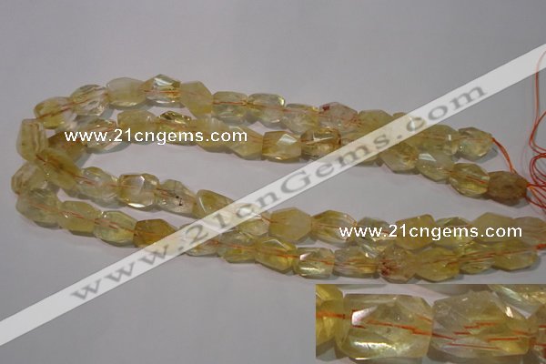 CCR214 15.5 inches 12*14mm faceted nuggets natural citrine beads