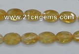 CCR22 15.5 inches 8*12mm faceted oval natural citrine gemstone beads