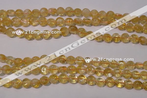 CCR230 15.5 inches 8mm flat round natural citrine gemstone beads