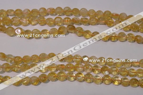 CCR231 15.5 inches 10mm flat round natural citrine gemstone beads