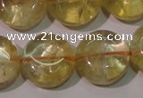 CCR233 15.5 inches 14mm flat round natural citrine gemstone beads