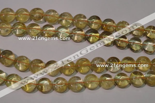 CCR233 15.5 inches 14mm flat round natural citrine gemstone beads