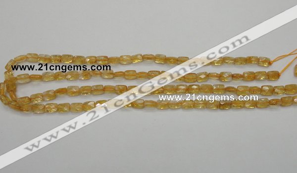 CCR26 15.5 inches 6*7mm faceted rectangle natural citrine beads