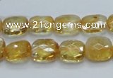 CCR28 15.5 inches 11*13mm faceted rectangle natural citrine beads