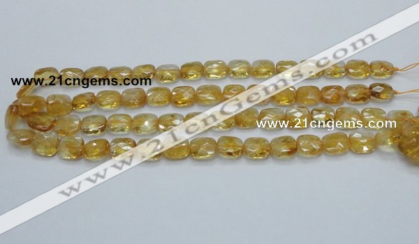 CCR28 15.5 inches 11*13mm faceted rectangle natural citrine beads