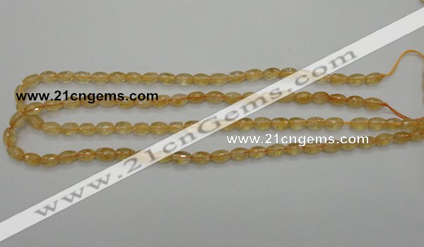 CCR32 15.5 inches 6*8mm faceted rice natural citrine gemstone beads