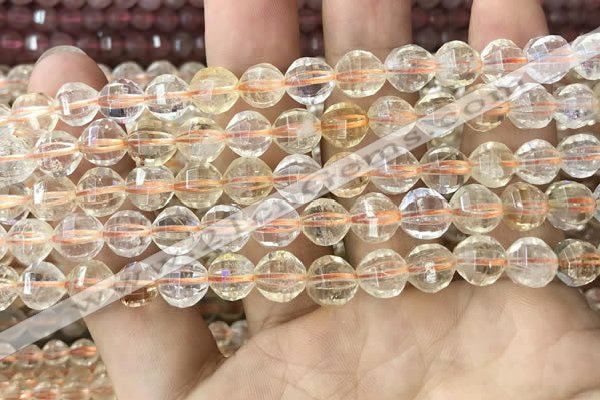 CCR322 15.5 inches 8mm faceted round natural citrine beads