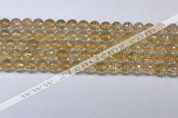 CCR338 15.5 inches 6mmm faceted round citrine gemstone beads