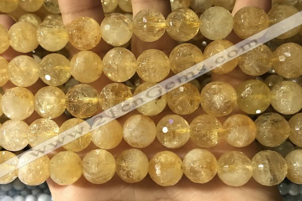 CCR358 15.5 inches 12mm faceted round citrine beads