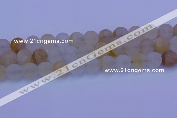 CCR375 15.5 inches 14mm round matte citrine beads wholesale