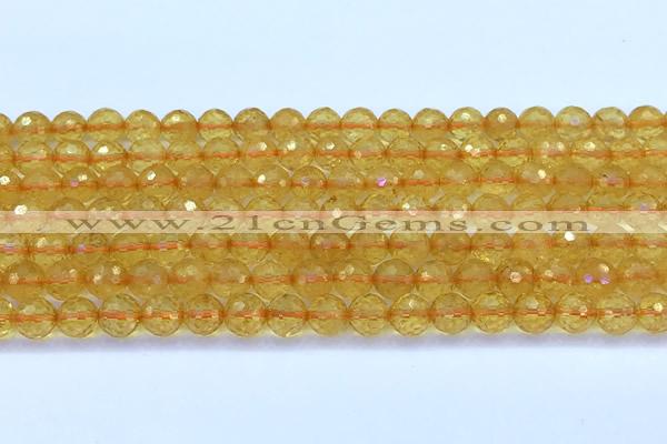 CCR385 15 inches 6mm faceted round citrine beads wholesale