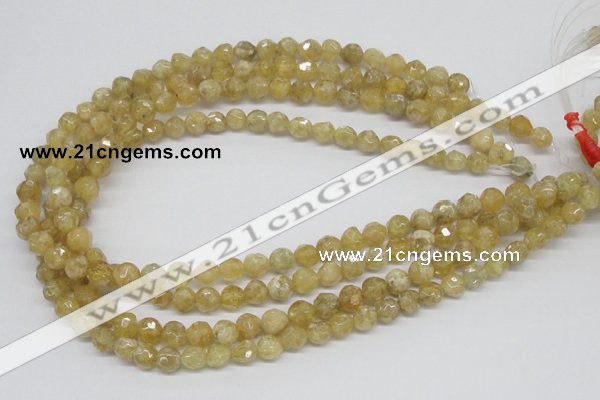 CCR83 15.5 inches 8mm faceted round citrine gemstone beads wholesale