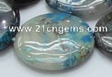 CCS08 15.5 inches 35mm flat round natural chrysocolla gemstone beads