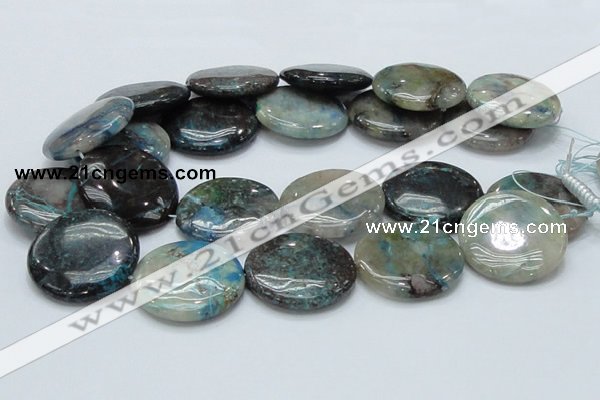 CCS08 15.5 inches 35mm flat round natural chrysocolla gemstone beads