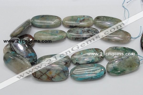 CCS12 15.5 inches 25*50mm oval natural chrysocolla gemstone beads