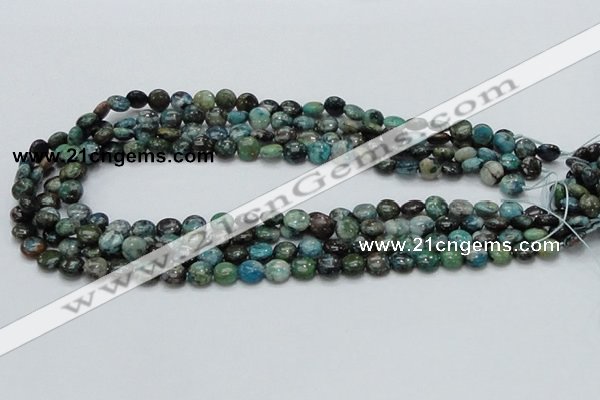 CCS14 15.5 inches 8mm flat round natural chrysocolla gemstone beads