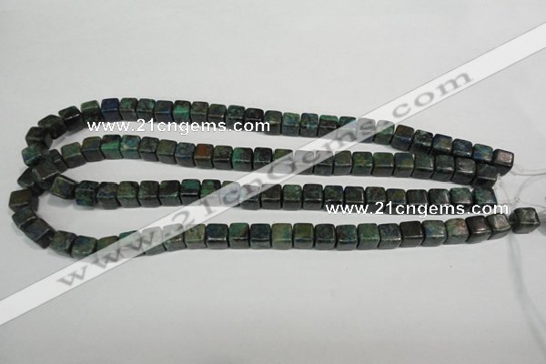 CCS154 15.5 inches 8*8mm cube dyed chrysocolla gemstone beads