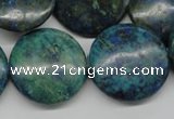 CCS162 15.5 inches 25mm flat round dyed chrysocolla gemstone beads