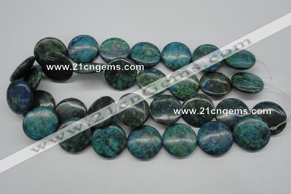 CCS162 15.5 inches 25mm flat round dyed chrysocolla gemstone beads