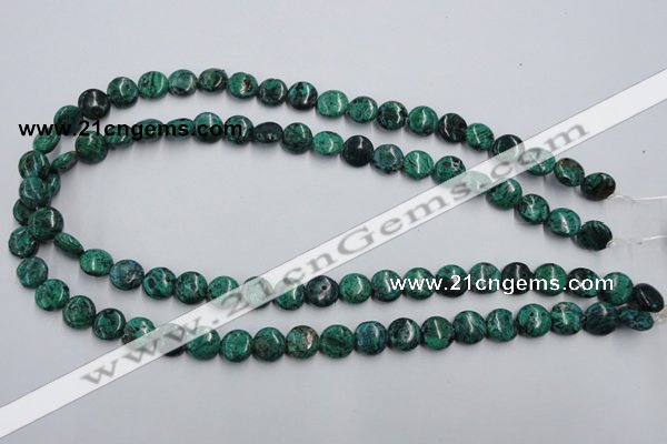 CCS211 15.5 inches 10mm flat round natural Chinese chrysocolla beads