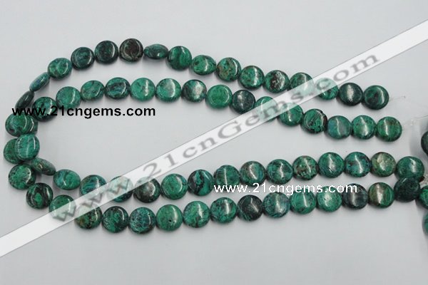 CCS212 15.5 inches 12mm flat round natural Chinese chrysocolla beads