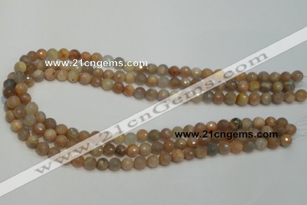 CCS311 15.5 inches 8mm faceted round natural sunstone beads