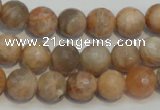 CCS312 15.5 inches 10mm faceted round natural sunstone beads