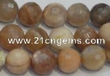 CCS313 15.5 inches 12mm faceted round natural sunstone beads