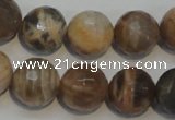 CCS314 15.5 inches 14mm faceted round natural sunstone beads