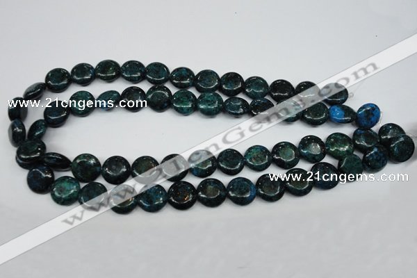 CCS434 15.5 inches 14mm flat round dyed chrysocolla gemstone beads