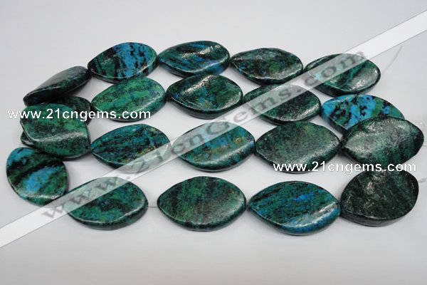 CCS485 15.5 inches 25*40mm twisted marquise dyed chrysocolla gemstone beads