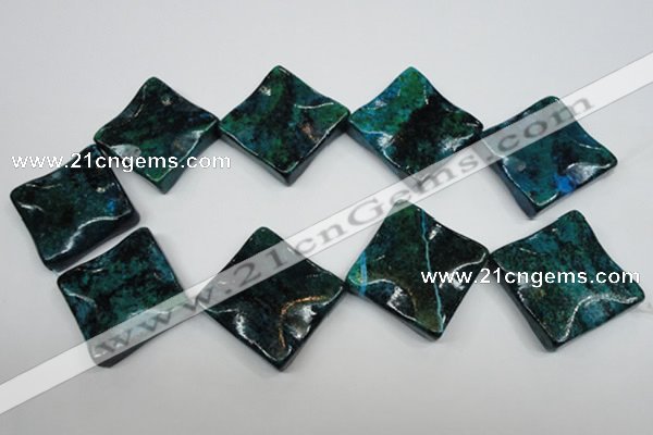 CCS488 15.5 inches 32*32mm wavy diamond dyed chrysocolla gemstone beads