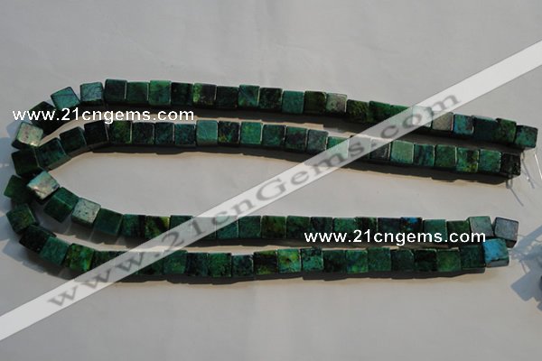 CCS612 15.5 inches 8*8mm cube dyed chrysocolla gemstone beads