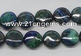 CCS63 16 inches 12mm flat round dyed chrysocolla gemstone beads