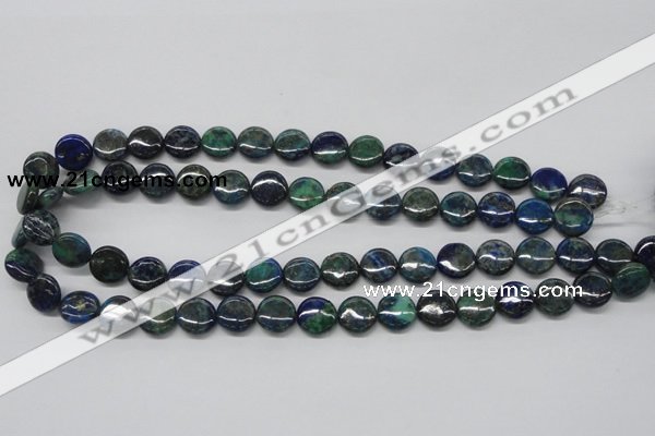 CCS63 16 inches 12mm flat round dyed chrysocolla gemstone beads