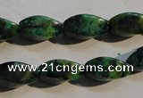 CCS640 15.5 inches 8*16mm twisted rice dyed chrysocolla gemstone beads