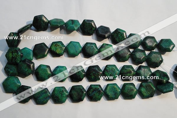 CCS675 15.5 inches 18*20mm hexagon dyed chrysocolla gemstone beads