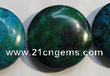 CCS679 15.5 inches 30mm flat round dyed chrysocolla gemstone beads