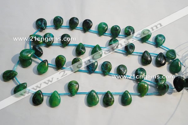 CCS712 Top-drilled 12*17mm flat teardrop dyed chrysocolla gemstone beads