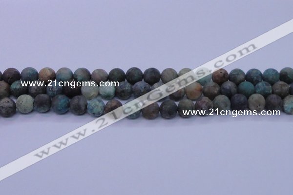 CCS763 15.5 inches 10mm round matte natural chrysocolla beads