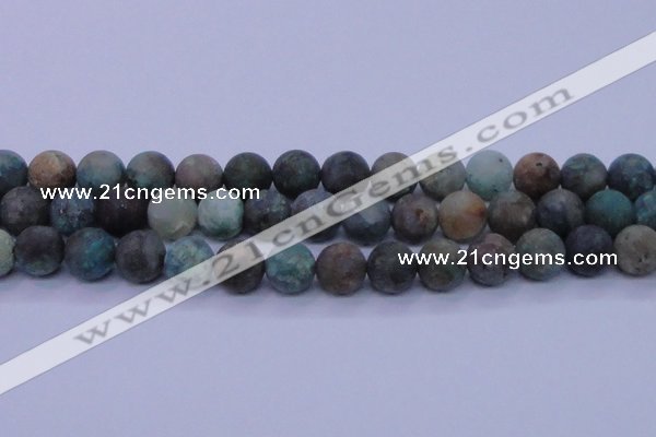 CCS765 15.5 inches 14mm round matte natural chrysocolla beads